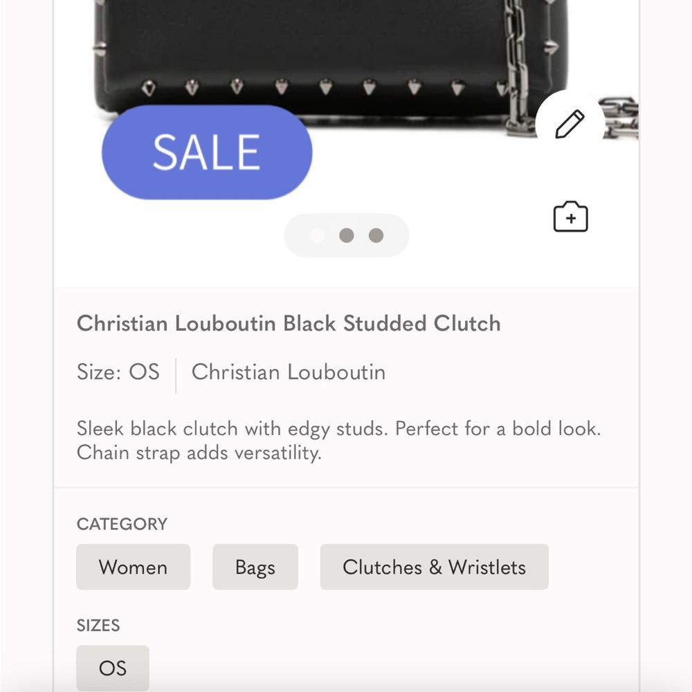 Christian Louboutin Black Studded Clutch - Picture 3 of 8